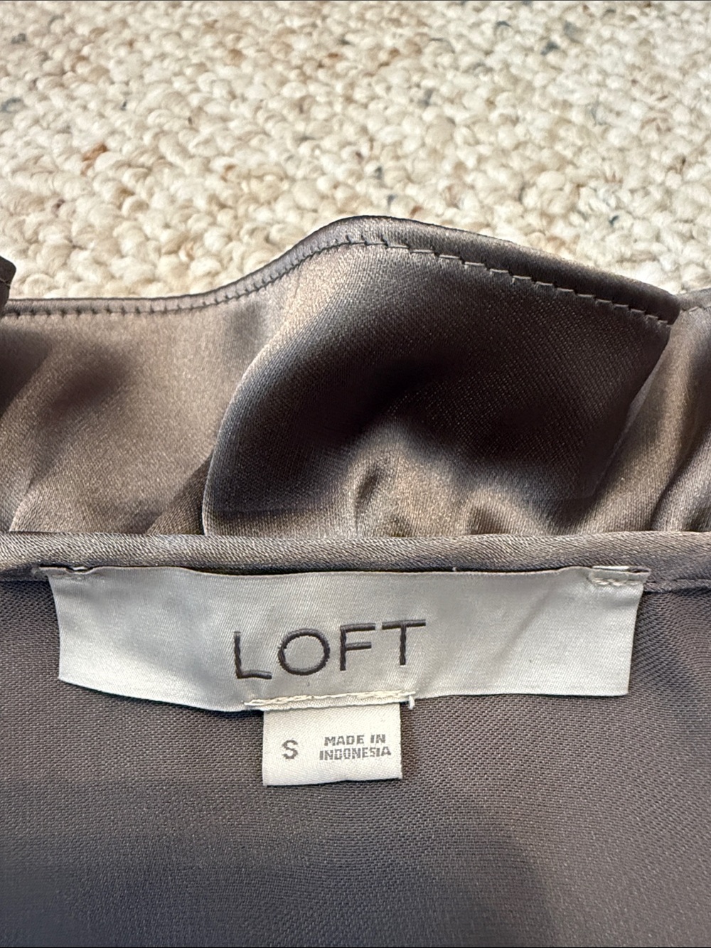 LOFT Taupe Satin Ruffle Tie-Front Camisole - Picture 2 of 4